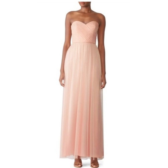 Amsale Dresses & Skirts - Amsale Bridesmaids Blush Pink Tulle Strapless Dress Womens 6 EUC